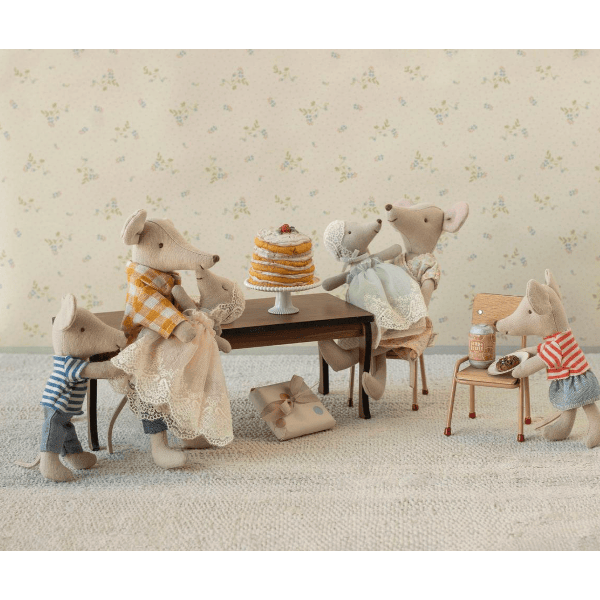 Maileg Party Cake and Cake Stand, Mouse - Off White Dollhouses and Access. Maileg