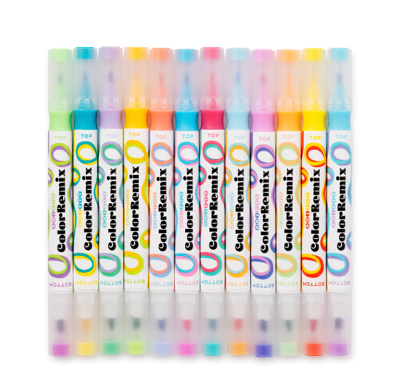 Set of ColorRemix markers with colorful caps on a white background