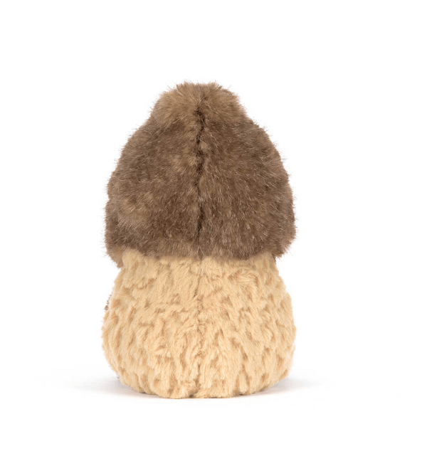 Plush toy with a fur hood on a white background