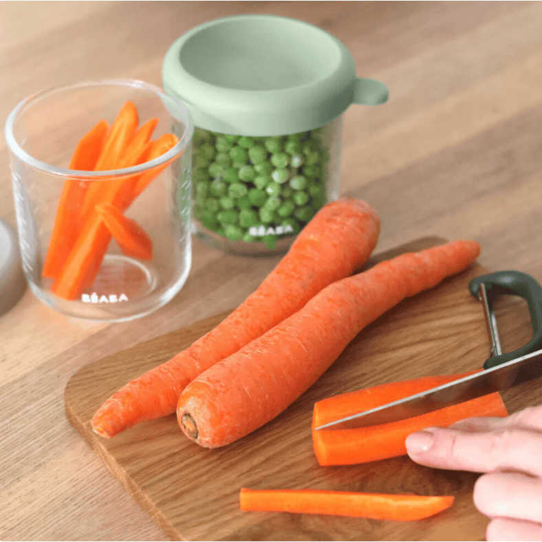 BEABA 2 Pack Glass Baby Food Jars-8oz- Sage/Gazelle food storage Béaba