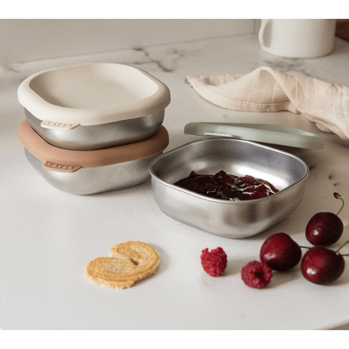 BEABA Stainless Steel Baby Bowls 3 Pack- Natural Feeding Béaba