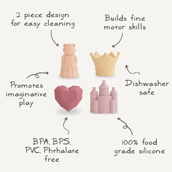 Mushie Mold Free Bath Play Set- Princess Bath Time Mushie