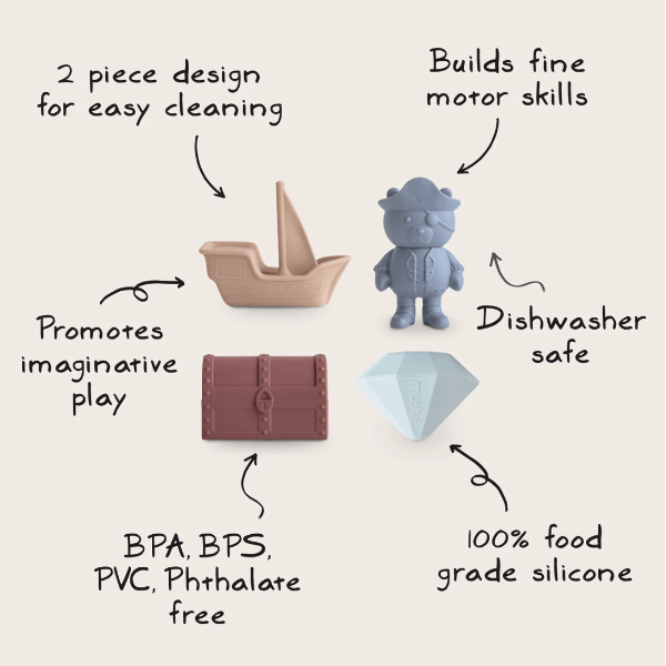 Mushie Mold Free Bath Play Set- Pirate Bath Time Mushie