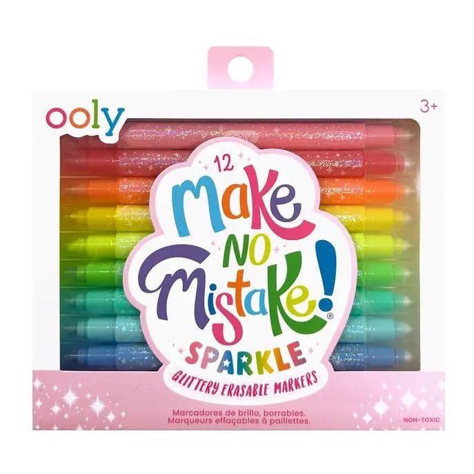 Ooly Make No Mistake Glittery Erasable Markers: Set of 12 Markers Ooly