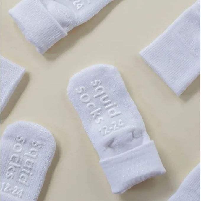 Squid Socks- Non-Slip, Stay Put Socks- White Socks Squid Socks