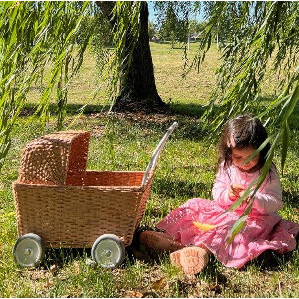 Olli Ella Rattan Strolley - Seashell Pink Stroller Olliella