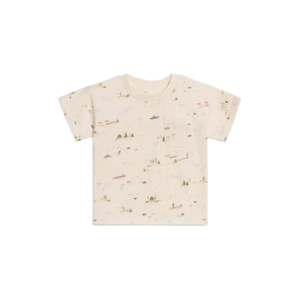 Colored Organics Hollis Drop Shoulder Tee - Lake / Barn + Mint Tops &amp; Bottoms Colored Organics 6-12M