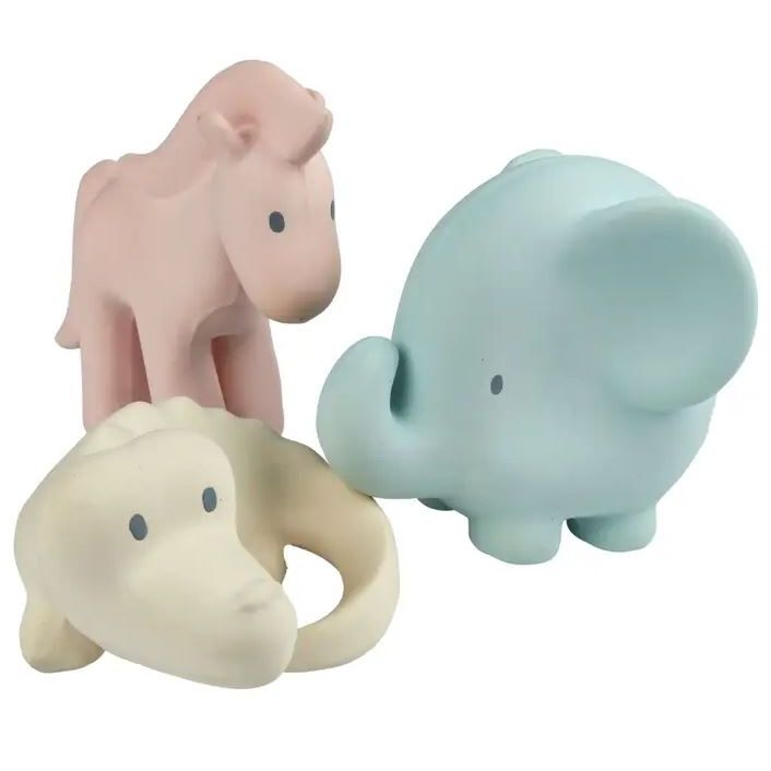 Tikiri Marshmallow Soft Natural Rubber Rattles, Bath Toys & Teethers