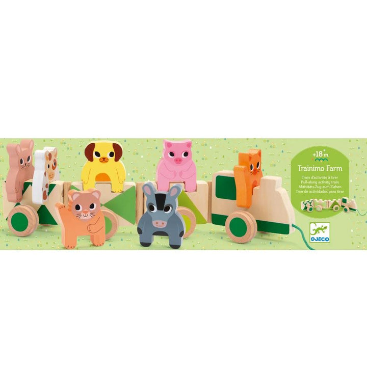 Djeco- Trainimo Farm Wooden Pull-Along Activity Toy