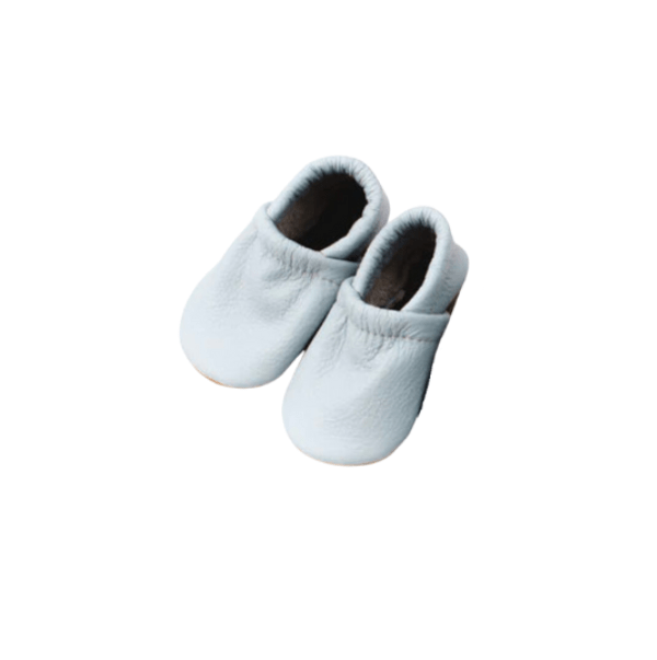 Starry Knight Spring Leather Moccasin Baby Booties- Powder Blue Baby Shoes Starry Knight Designs   
