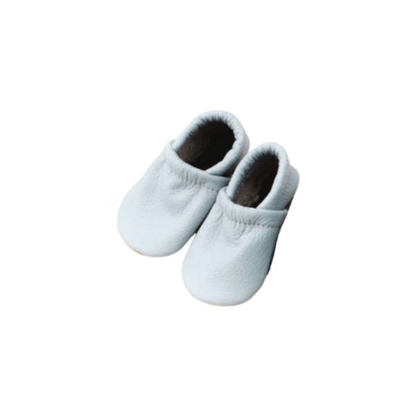 Starry Knight Spring Leather Moccasin Baby Booties- Powder Blue Baby Shoes Starry Knight Designs   