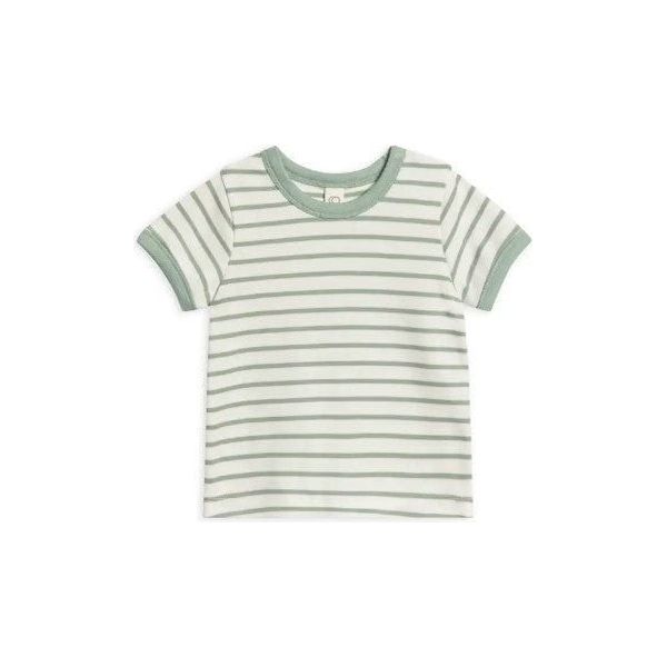 Colored Organics Andy Ringer Tee - Vitto Stripe / Jade Tops Colored Organics