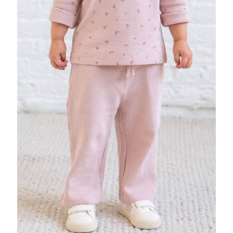 Colored Organics Waffle Knit Straight Leg Pants - Petal Pink