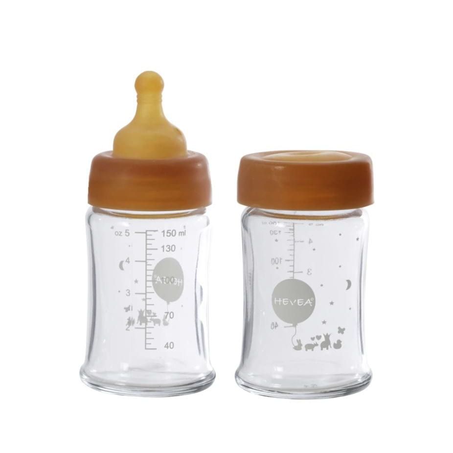 Wide Neck Baby Glass Bottles 150ml/5oz Two-Pack - 150ml/5oz Glass Bottle Hevea