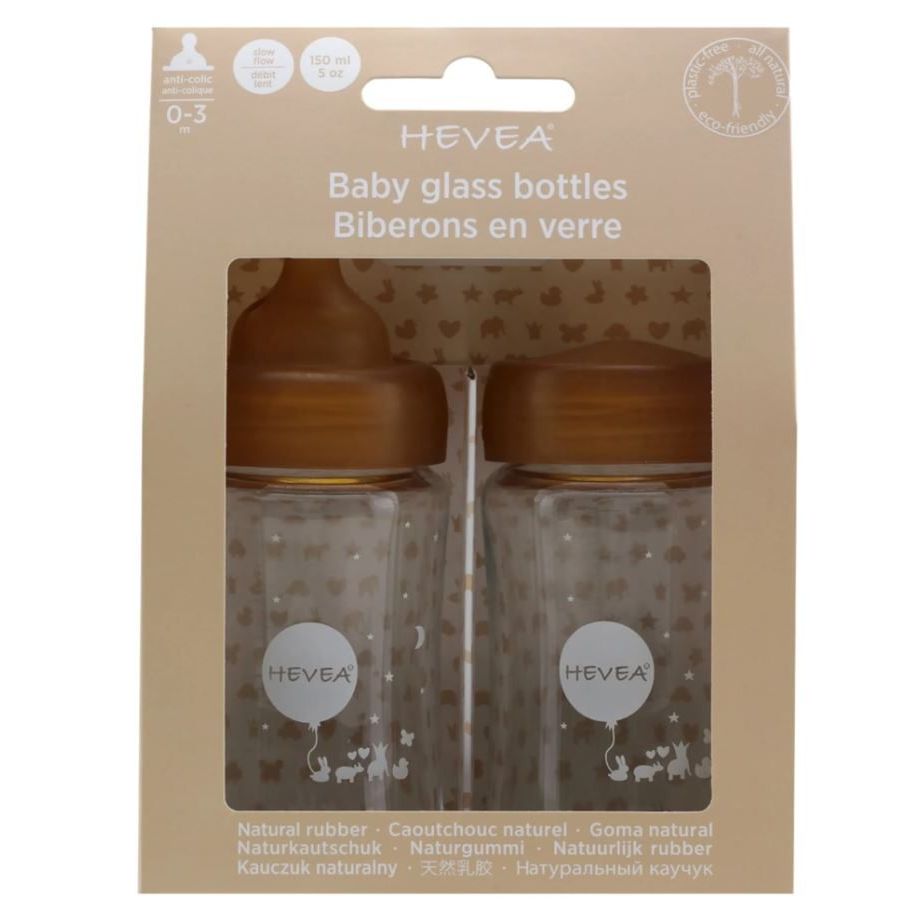 Wide Neck Baby Glass Bottles 150ml/5oz Two-Pack - 150ml/5oz Glass Bottle Hevea
