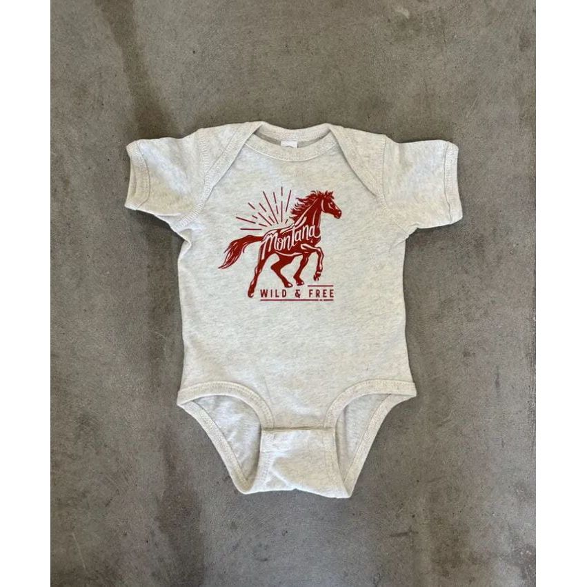 The Montana Scene- Wild & Free Onesie - Heather Natural Onesie The Montana Scene