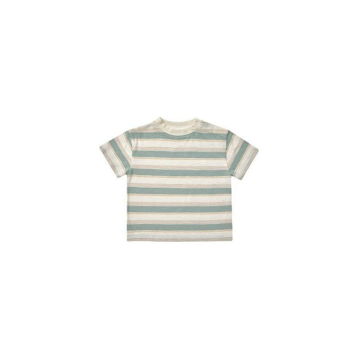 Rylee + Cru Relaxed Tee - Aqua Stripe Tee shirt Rylee + Cru   