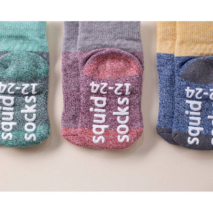 Squid Socks-Chris - Non-Slip Baby Socks Blue, Purple, Navy Color Block Socks Squid Socks