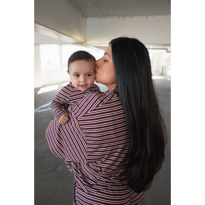 Forever French - Bamboo Zip Pajamas Maroon Stripe Pajamas Forever French Baby