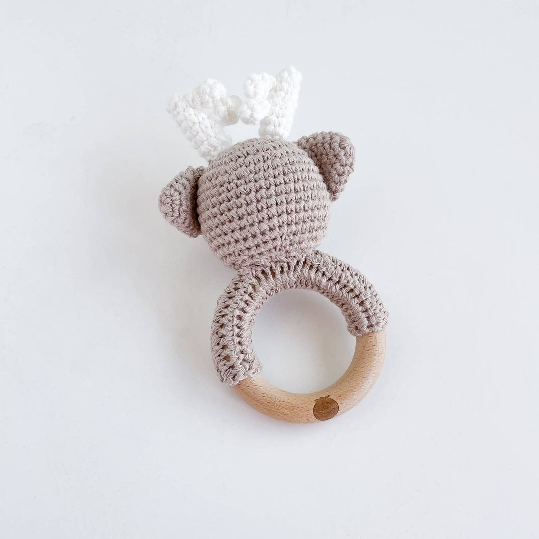 Teether Deer Crochet Cotton Rattle Baby Gift Christmas Teether The Blueberry Hill