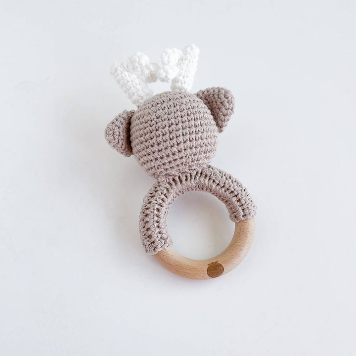 Teether Deer Crochet Cotton Rattle Baby Gift Christmas Teether The Blueberry Hill