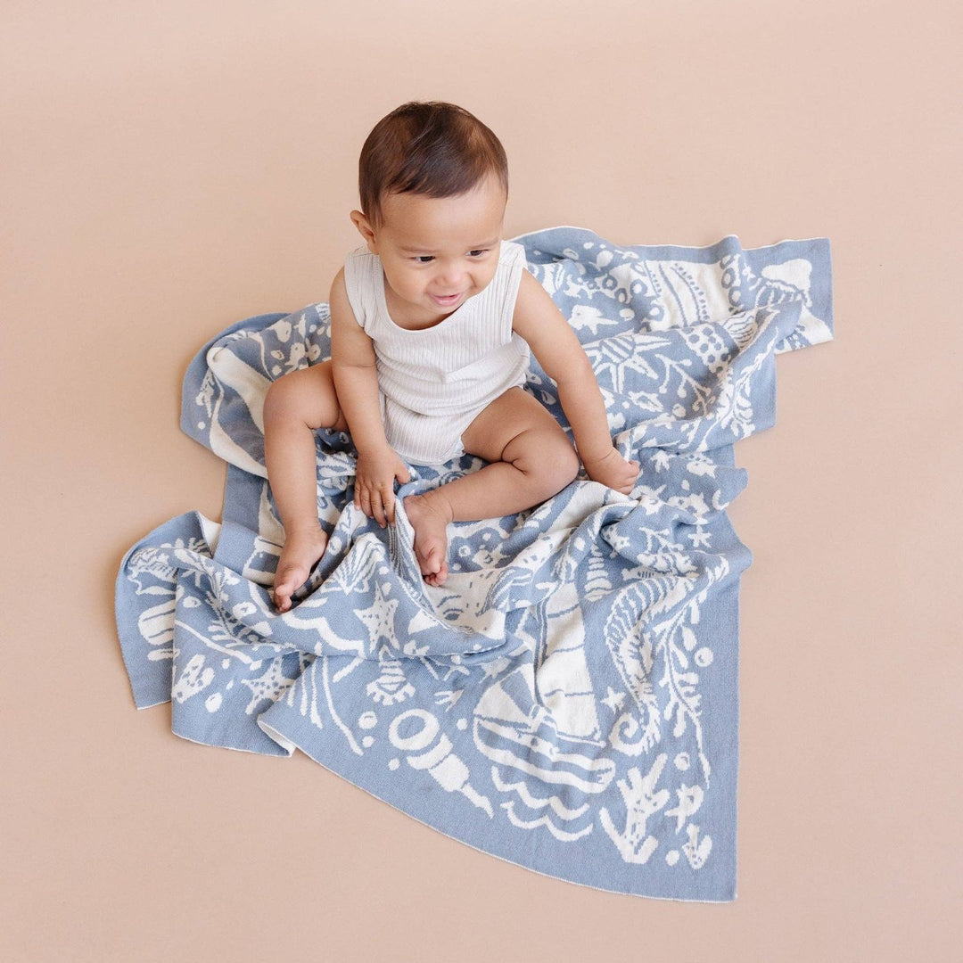 Set Nautical Blanket Crab Teether Cotton Baby Gift Ocean Baby Blanket The Blueberry Hill