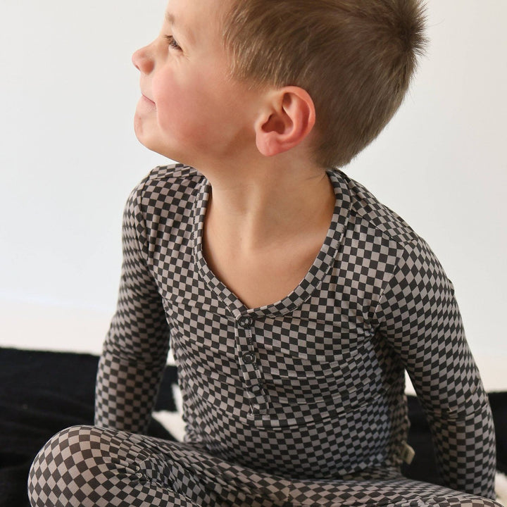 Forever French Baby Bamboo Two Piece Pajamas | Street Micro Check Pajamas &amp; Footies Forever French Baby