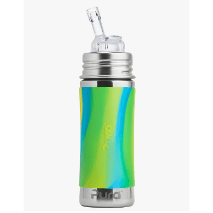Pura Non Insulated Straw Cup w/ Sleeve - Aqua Swirl Bottles & Sippies Pura Stainless   