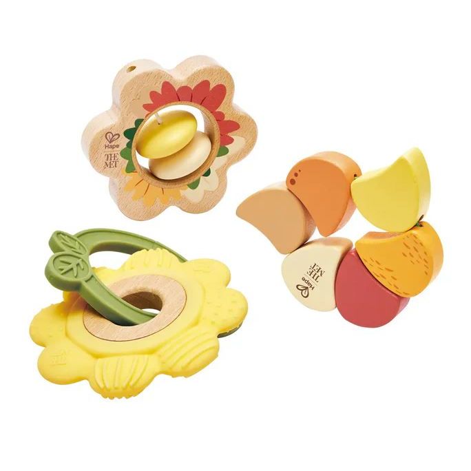 Hape - The Met -Artful Flowers Rattle Trio Grasping Toys &amp; Rattles Hape