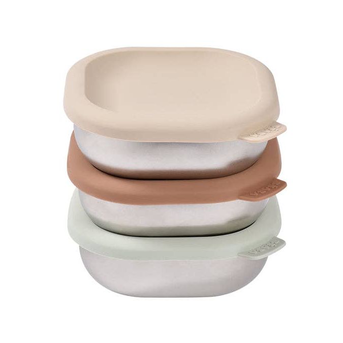 BEABA Stainless Steel Baby Bowls 3 Pack- Natural Feeding Béaba