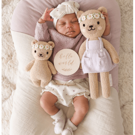 Cuddle + Kind Baby Honey Bear - Ivory Floral Baby Animal Collection Cuddle + Kind
