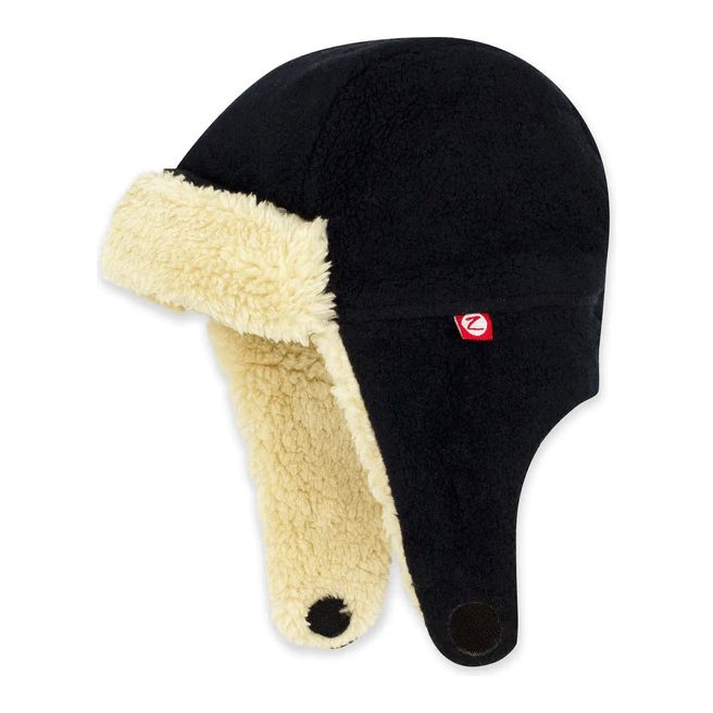 Zutano Furry Fleece Trapper Hat- Black Snow Hat Zutano 6 Months  