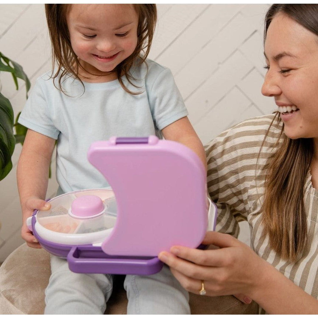 Gobe Kids Bento Style Lunch Box with Snack Spinner;- Divided Lunch Container with 6 Compartments Including Sandwich Tray and Fruit Storage, for School