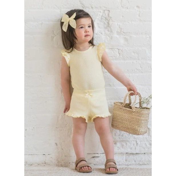 Colored Organics Maggie Ribbed Bodysuit with Eyelet Ruffle - Butter Bodysuit Colored Organics