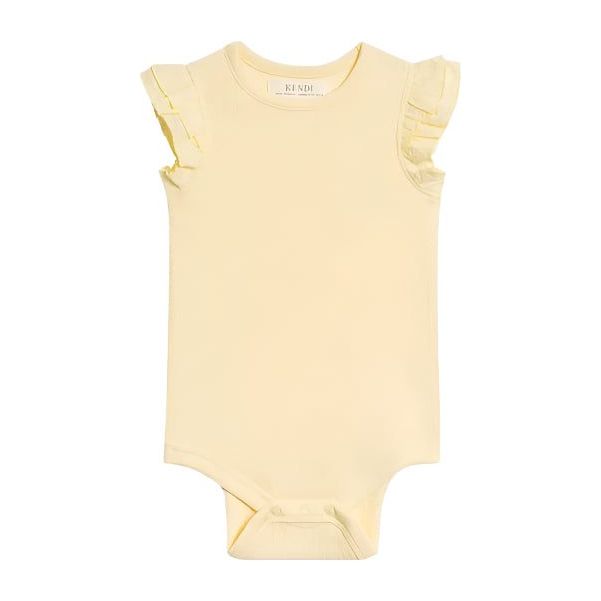 Colored Organics Maggie Ribbed Bodysuit with Eyelet Ruffle - Butter Bodysuit Colored Organics