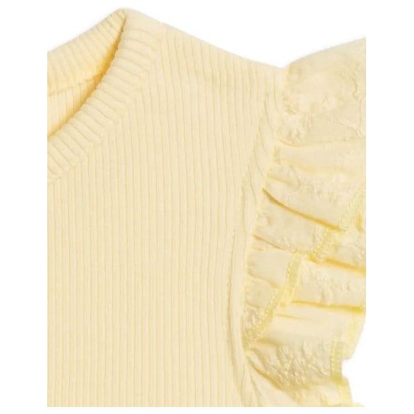 Colored Organics Maggie Ribbed Bodysuit with Eyelet Ruffle - Butter Bodysuit Colored Organics