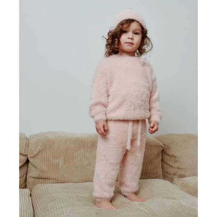 7AM Boxy Bow Sweater Furry - Powder Pink Sweater 7AM