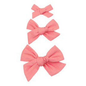 Lou Lou & Company Linen Bow Clip- Single Medium Headband Lou Lou & Company Bubblegum  