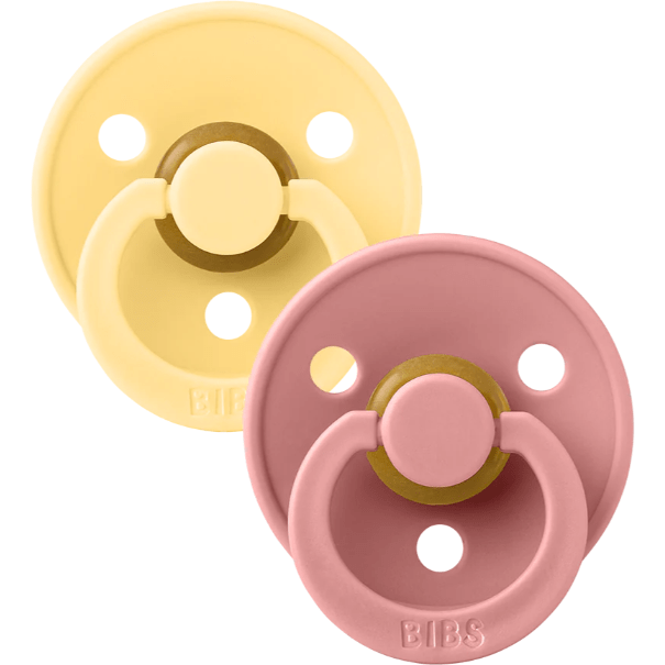BIBS USA Colour Pacifier 2 Pack- Pale Butter/ Dusty Pink Pacifiers and Teething BIBS USA Size 1  