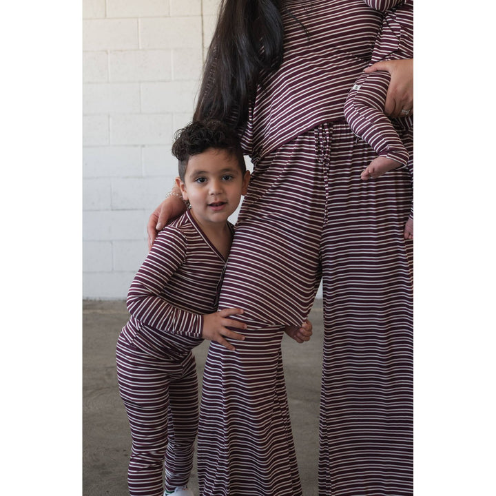 Forever French - Bamboo Two Piece Pajamas Maroon Stripe Pajamas Forever French Baby
