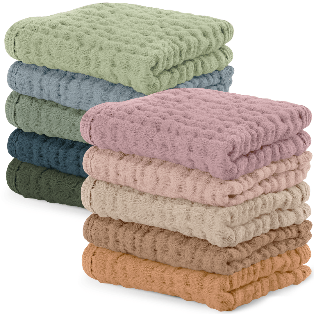 Comfycubs 100% Muslin Cotton Baby Washcloths Multi-Pack Washcloths Comfycubs