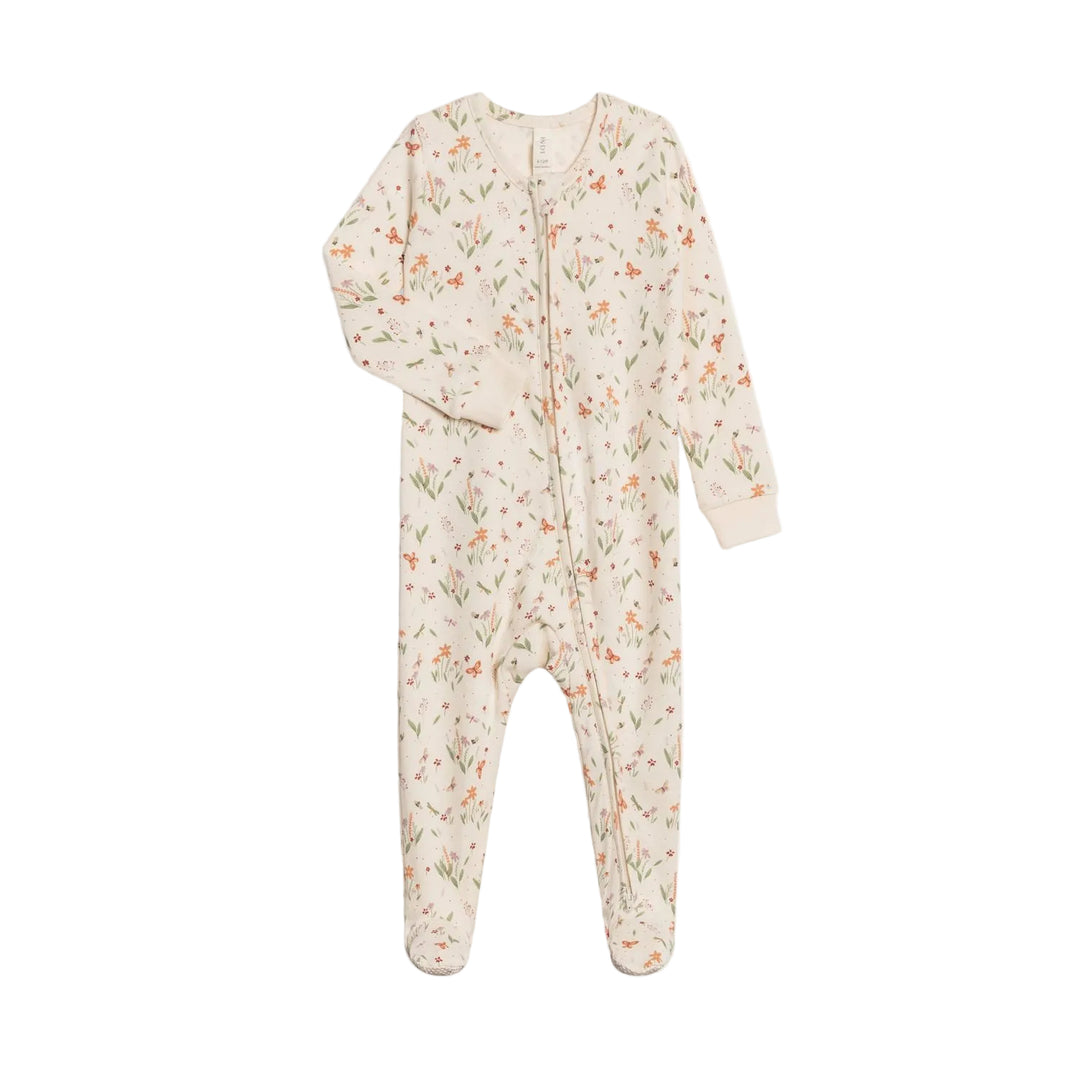 Colored Organics Peyton Zipper Sleeper - Butterfly / Fog + Mint Pajamas & Footies Colored Organics NB