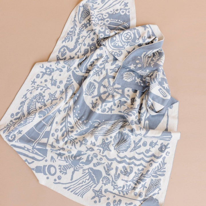 Set Nautical Blanket Crab Teether Cotton Baby Gift Ocean Baby Blanket The Blueberry Hill
