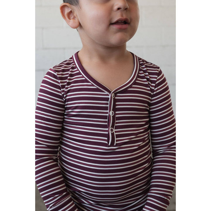 Forever French - Bamboo Two Piece Pajamas Maroon Stripe Pajamas Forever French Baby
