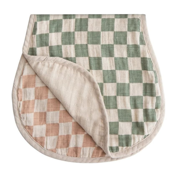 Mushie Muslin Burp Cloths Mealtime Mushie Olive Check/Natural Check