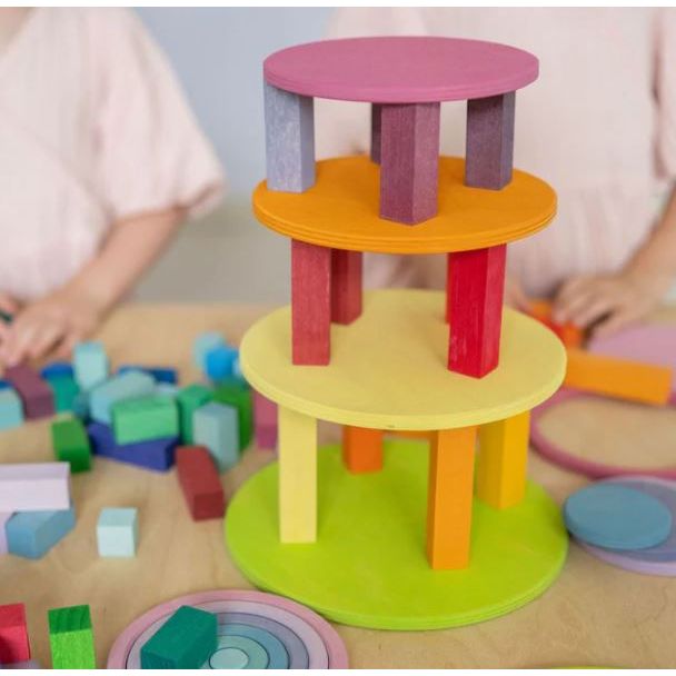 Grimm's Concentric Circles and Rings Pastel Sorting & Stacking Toys Grimm's