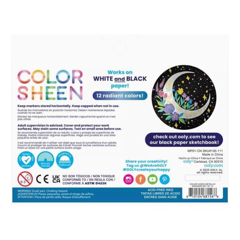 Ooly Color Sheen Metallic Markers - Set of 12 Markers Ooly   