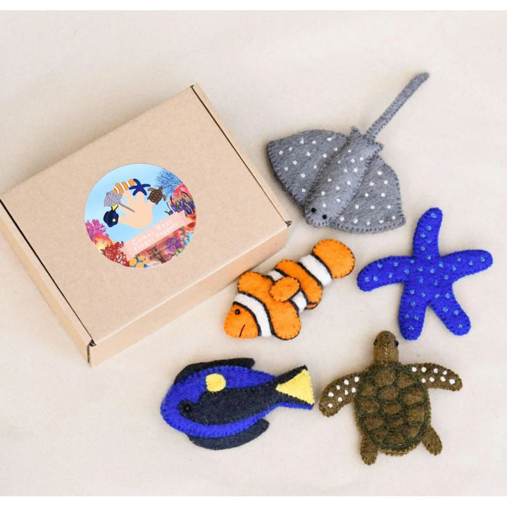 Tara Treasures Australian Coral Reef Under the Sea - Finger Puppet Set Finger Puppet Tara Treasures