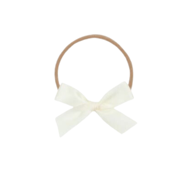 Lou Lou & Company Satin Bow Headband -Small Bow Headband Lou Lou & Company Cream  