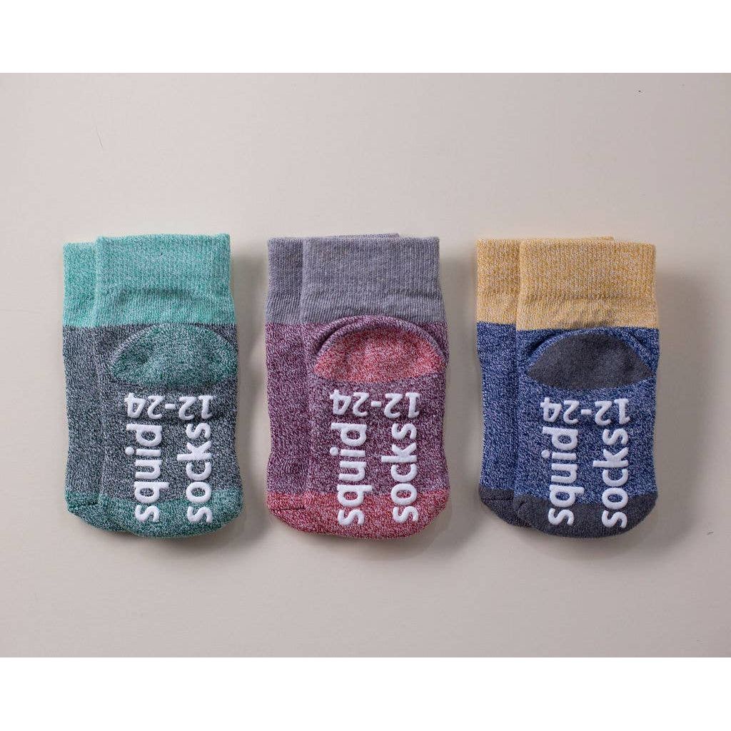 Squid Socks-Chris - Non-Slip Baby Socks Blue, Purple, Navy Color Block Socks Squid Socks